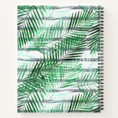 黒離れ白のストライプの背景にヤシの実 ノートブック (裏面)