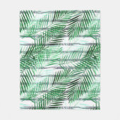 黒離れ白のストライプの背景にヤシの実 フリースブランケット (正面)