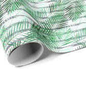 黒離れ白のストライプの背景にヤシの実 ラッピングペーパー (ロールコーナー)