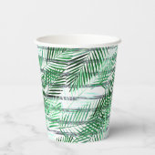 黒離れ白のストライプの背景にヤシの実 紙コップ (裏面)