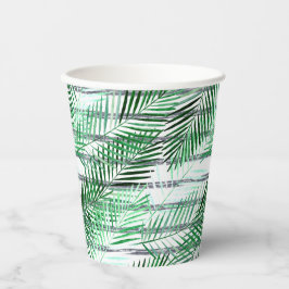 黒離れ白のストライプの背景にヤシの実 紙コップ