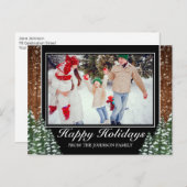 黒雪の木と森の休日のグリーティングフォト 案内ポストカード (正面/裏面)