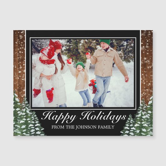 黒雪の木と森の写真の休日の挨拶 (正面)