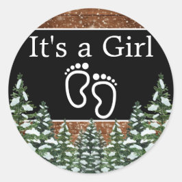 黒雪の木と森の松それが女の子だ ラウンドシール