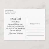 黒雪の木と森の松それが女の子 案内ポストカード (裏面)