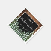 黒雪の木と森の松の赤ちゃんシャワー スタンダードカクテルナプキン (角)