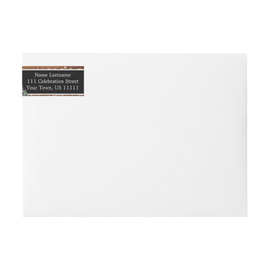 黒雪の木と森の松メリークリスマス ラップアラウンドラベル (正面)