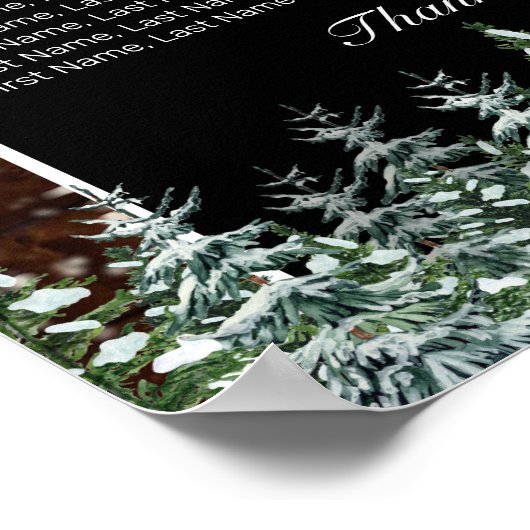 黒雪の木と森の結婚シーティングチャート ポスター (角)