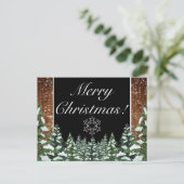黒雪の木と森メリークリスマスグリーティング 案内ポストカード (スタンド正面)