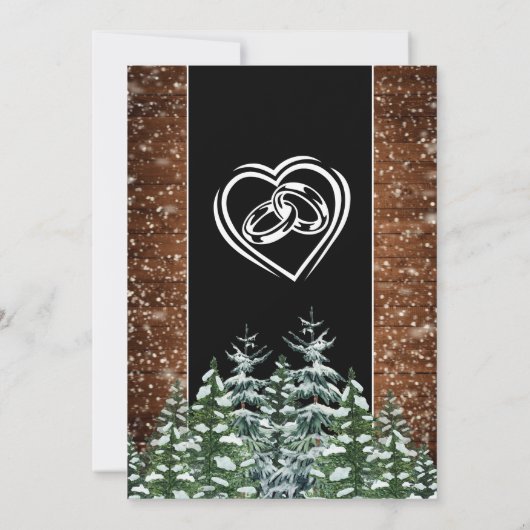 黒雪の森と森の国の結婚式の写真 招待状 (裏面)