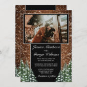 黒雪の森と森の国の結婚式の写真 招待状 (正面/裏面)