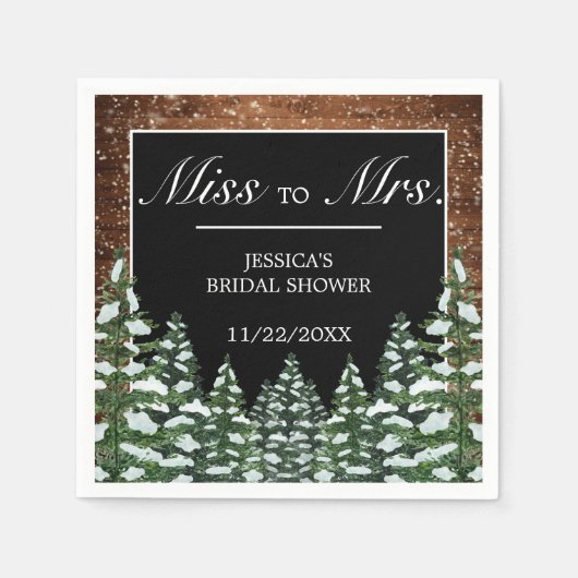 黒雪の森のブライダルシャワーミセスへ スタンダードカクテルナプキン (正面)