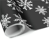 黒雪片イラストレーションクリスマス ラッピングペーパー (ロールコーナー)