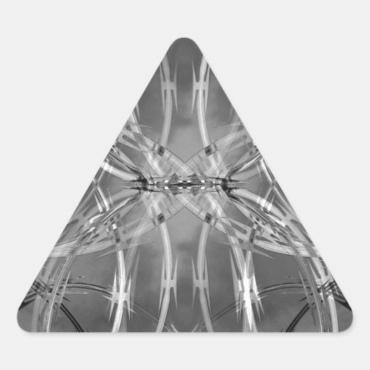 黒雲に対するかみそりワイヤー 三角形シール (正面)