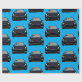 黒電気自動車SUV車の青の背景 ラッピングペーパー (フラット)