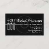 黒電話コンピュータ技術修復サービス 名刺 (正面)