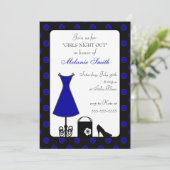 黒青ドット 女の子の夜の外出 招待状 (スタンド正面)