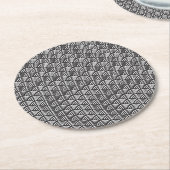黒青海波日本の模様 ラウンドペーパーコースター (アングル)