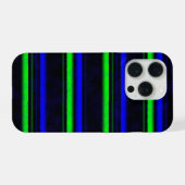 黒青緑のストライプ iPhoneケース (裏面横)