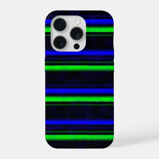 黒青緑のストライプ iPhoneケース (裏面)