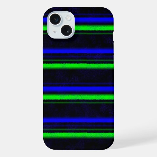 黒青緑のストライプ iPhoneケース (裏面)