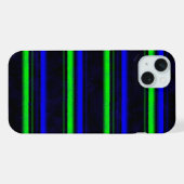黒青緑のストライプ iPhoneケース (裏面横)