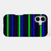 黒青緑ストライプ iPhone 16ケース (裏面横)