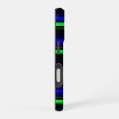 黒青緑ストライプ iPhone 16ケース (右側面)
