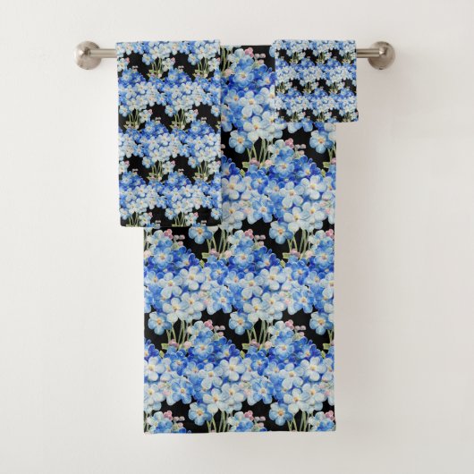 黒青花柄バスルーム用タオルセット バスタオルセット (インサイチュ)