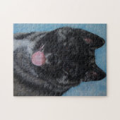 黒面秋田パンティングドッグポートレートアート ジグソーパズル (横)