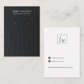 黒革テクスチャイヤリングスタッドディスプレイ 名刺 (正面/裏面)