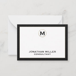 黒革金ゴールドイニシャルモノグラム ノートカード