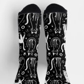 黒靴下と白猫柄シック ソックス (上部)