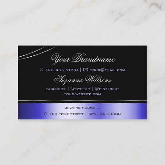 黒頭が切れると青のカーブしたデコの線がきらめく 名刺 (裏面)