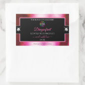 黒頭が切れる光沢クリムゾンピンクのロゴ製品ラベル 長方形シール (バッグ)