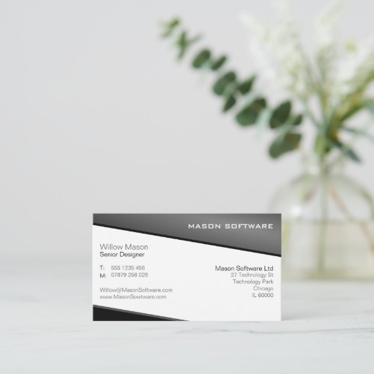 黒頭が切れる灰色プロフェッショナル名刺 名刺 (スタンド正面)