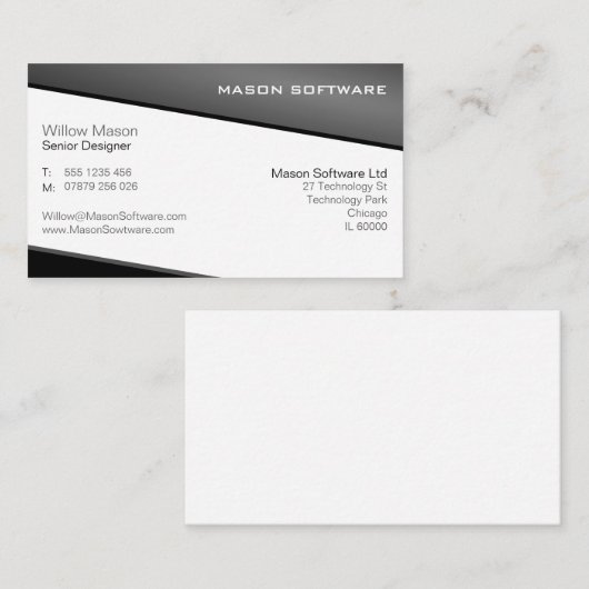 黒頭が切れる灰色プロフェッショナル名刺 名刺 (正面/裏面)