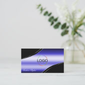 黒頭が切れる色の曲線デコールラインロゴQRコード 名刺 (スタンド正面)