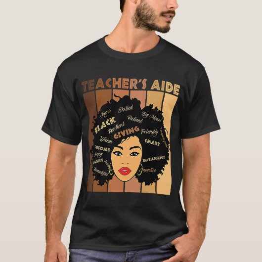 黒頭が切れるTeacheru2019s Aide Afro Diva African A Tシャツ (正面)
