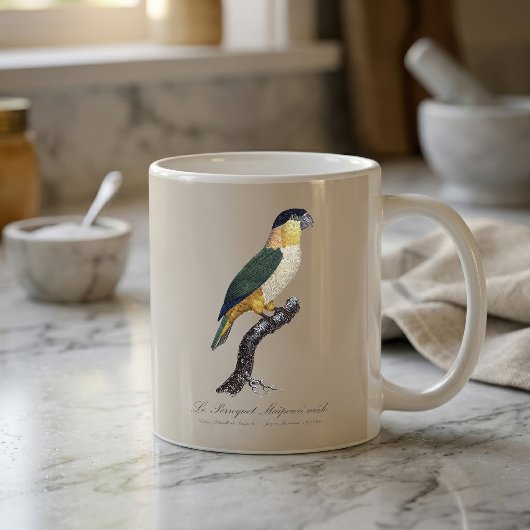 黒頭のオスのインコ、Pionites Melanocephalus コーヒーマグカップ