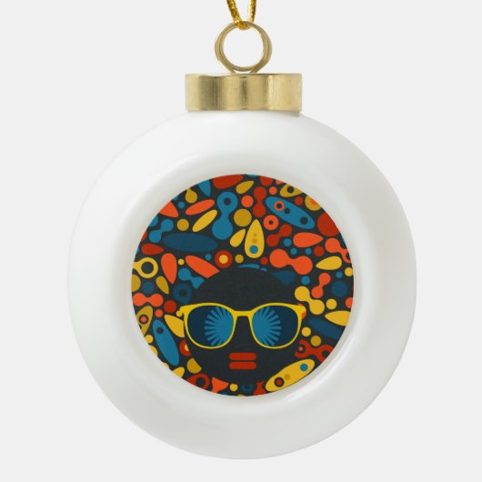 黒頭の女#1 セラミックボールオーナメント (正面)