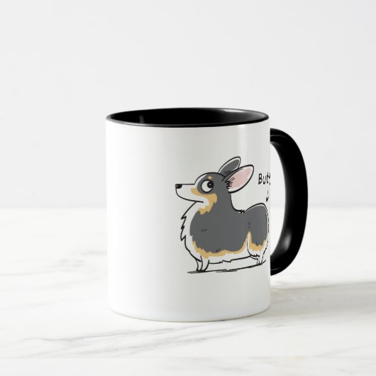 黒頭三ペンブロークのコーギーのお尻のマグ マグカップ (正面右)