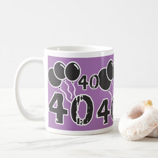 黒風船マグカップ付き40歳の誕生日パープル コーヒーマグカップ (ドーナツ)