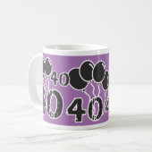 黒風船マグカップ付き40歳の誕生日パープル コーヒーマグカップ (正面左)