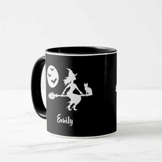 黒飛んでいると白のブロムに名前を付けた魔女 マグカップ (正面左)