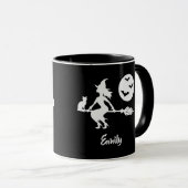 黒飛んでいると白のブロムに名前を付けた魔女 マグカップ (正面右)