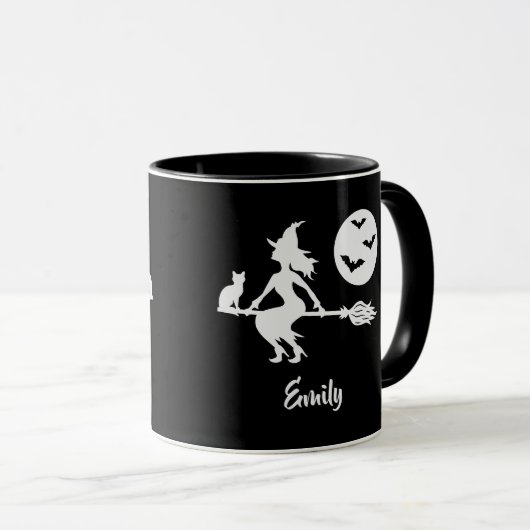 黒飛んでいると白のブロムに名前を付けた魔女 マグカップ (正面右)