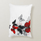 黒飛んでいると赤のモルフォ アクセントクッション (裏面(縦))