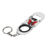 黒飛んでいると赤のモルフォ キーホルダー栓抜き (正面アングル)