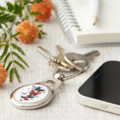 黒飛んでいると赤のモルフォ キーホルダー (側面)